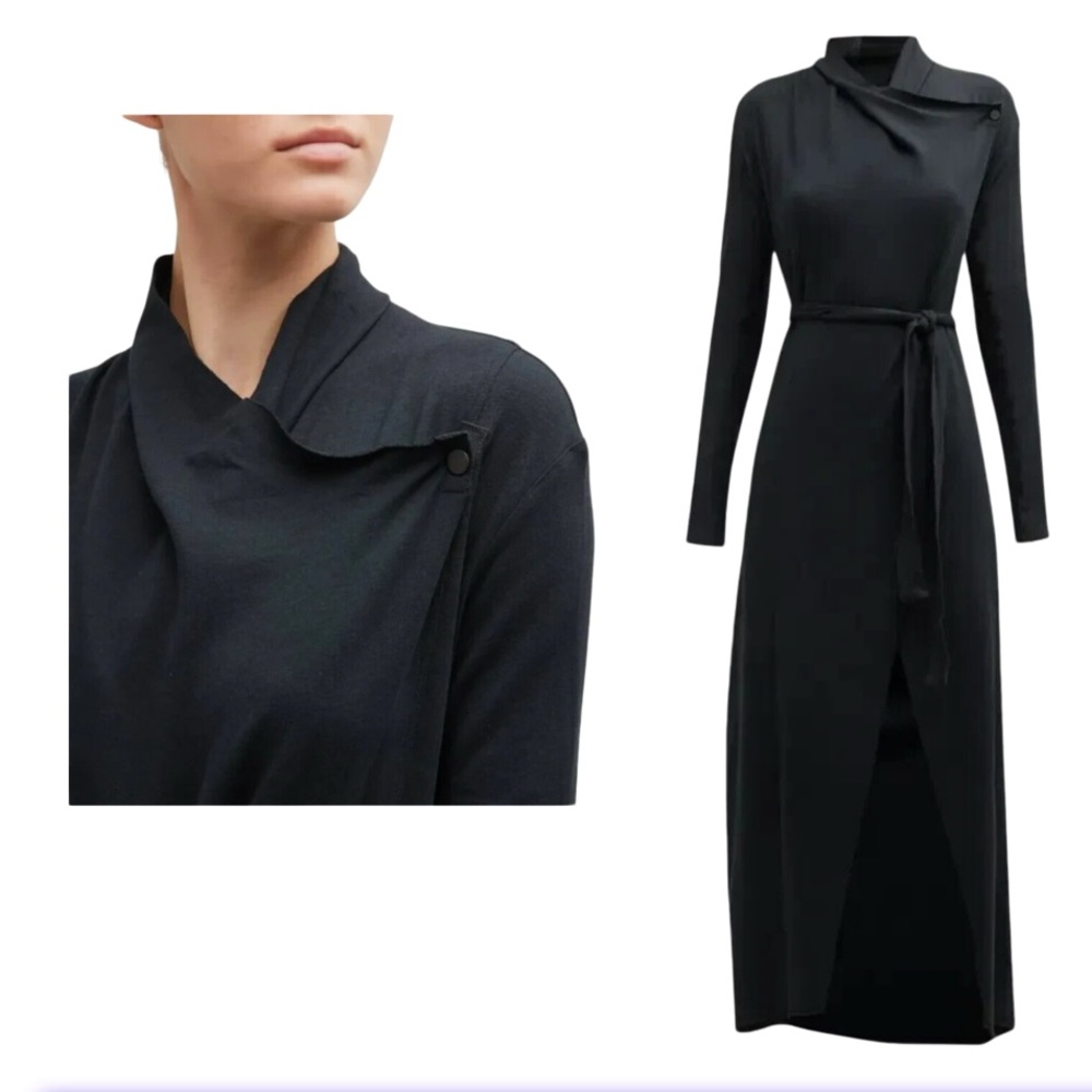 Lunya The Robe Black Long Pima Cotton Blend - Picture 2 of 11
